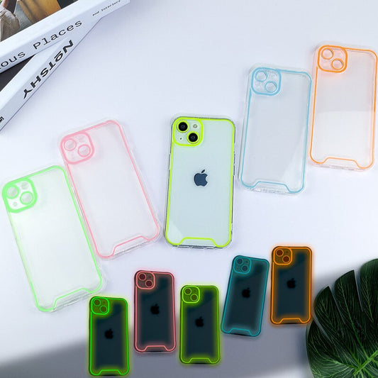 Fashion Luminous Neon Transparent Phone Case for iPhone 14 Plus 11 12 13 14 Pro Max X XR XS Max Soft Silicone Clear Cover Shell