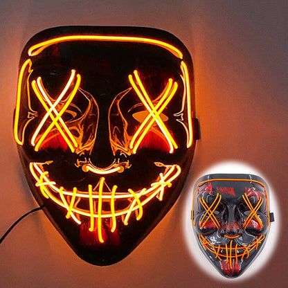 LED Halloween Mask Luminous Neon Mask Glow In The Dark Mascaras Halloween Party Costume Cosplay Masques Props Horror Mask