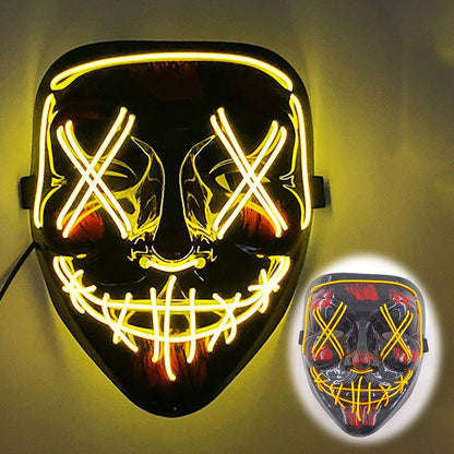 LED Halloween Mask Luminous Neon Mask Glow In The Dark Mascaras Halloween Party Costume Cosplay Masques Props Horror Mask