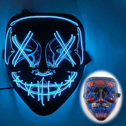LED Halloween Mask Luminous Neon Mask Glow In The Dark Mascaras Halloween Party Costume Cosplay Masques Props Horror Mask