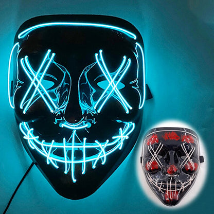LED Halloween Mask Luminous Neon Mask Glow In The Dark Mascaras Halloween Party Costume Cosplay Masques Props Horror Mask
