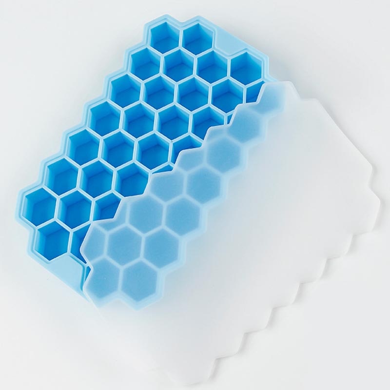 37 Cavity Honeycomb Ice Cube Trays Reusable Silicone Ice Cube Mold BPA Free Ice Maker with Removable Lids