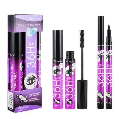 Makeup Set Black Mascara + Eyeliner Pen Maquiagem Waterproof 4D Fiber Mascaras Make up Kit Big Eyes Cosmetics Eye Liner Pencil