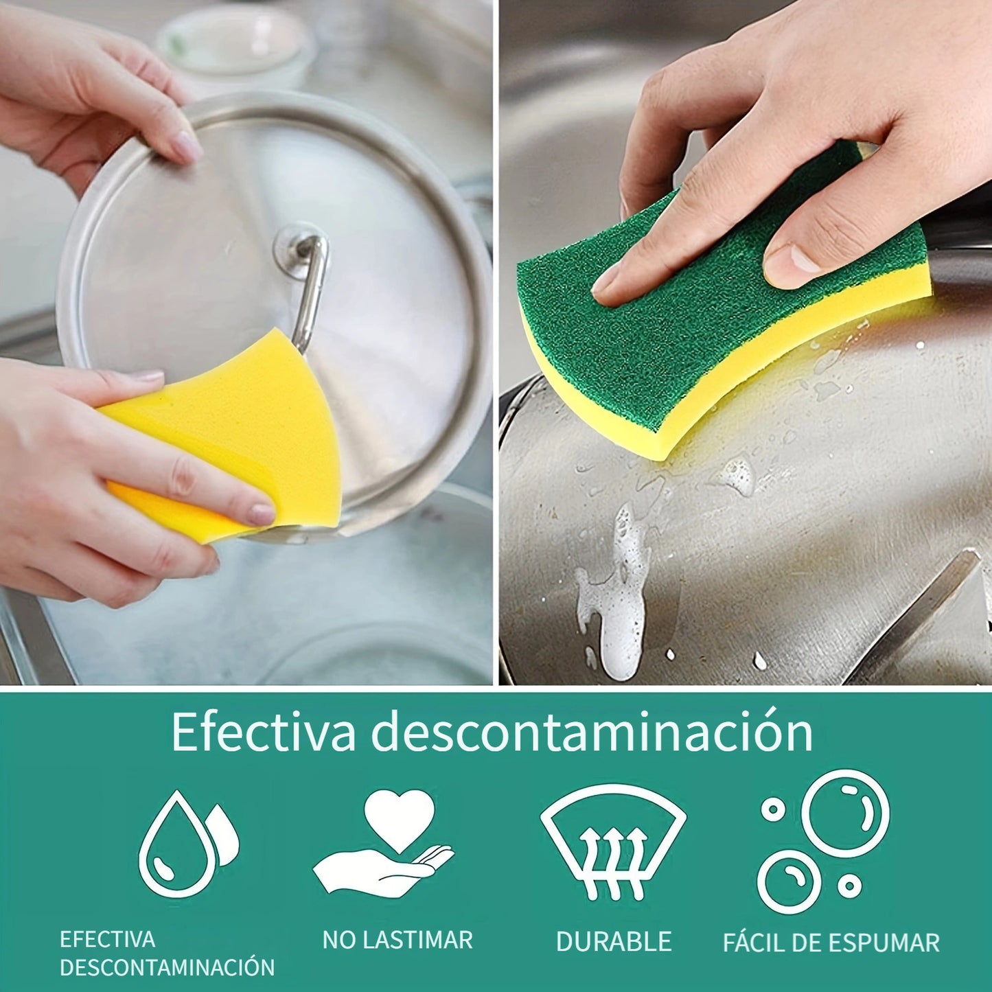 Paquete De 12 Esponjas De Limpieza De Cocina, Paños De Cocina, Estropajo, Esponja De Fregado Antiarañazos Para Vajilla