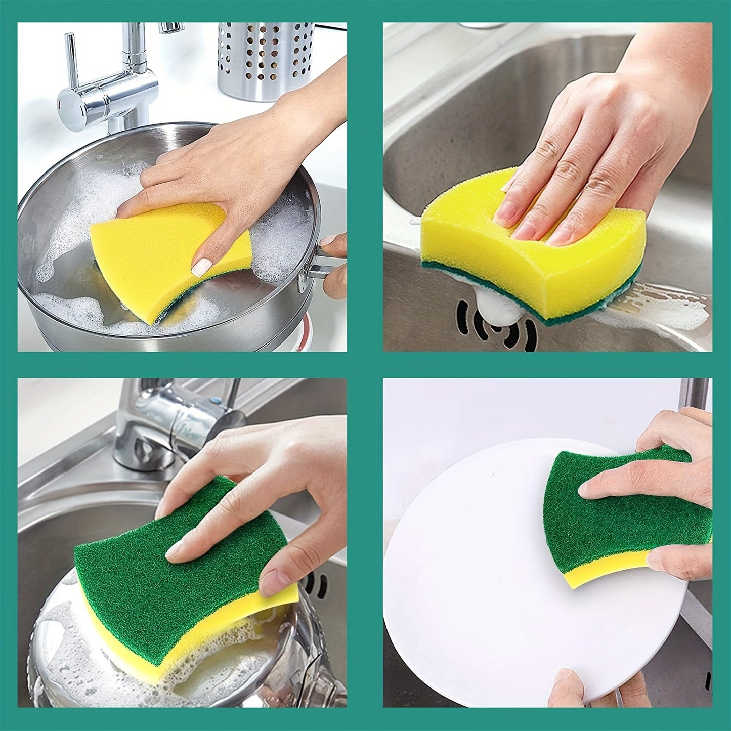 Paquete De 12 Esponjas De Limpieza De Cocina, Paños De Cocina, Estropajo, Esponja De Fregado Antiarañazos Para Vajilla