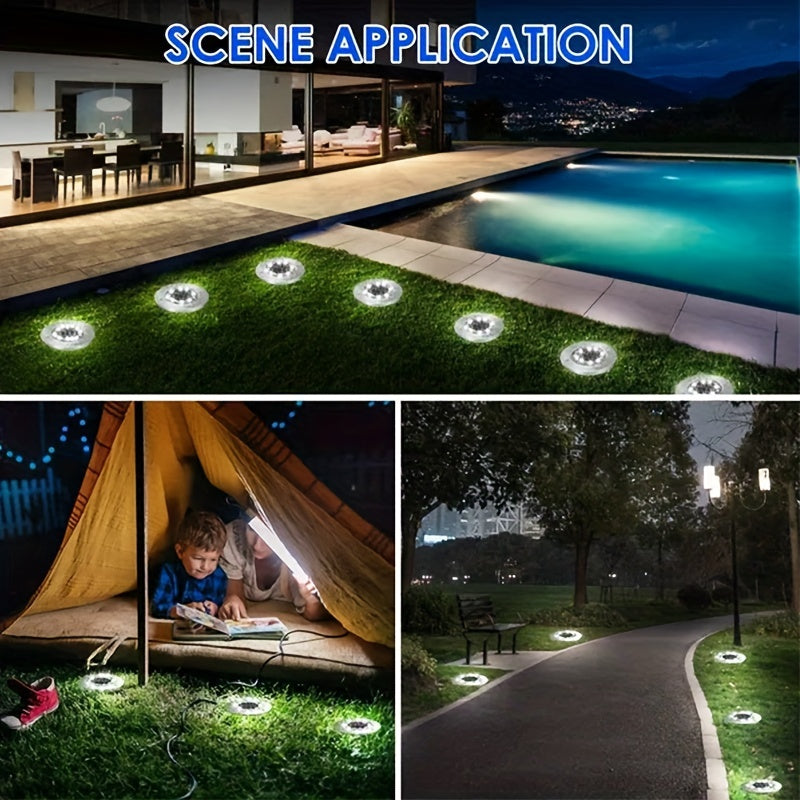 8 Luces De Disco De Jardín Solar Led Alimentadas, Lámpara Solar Led Para Decoración De Jardín Exterior