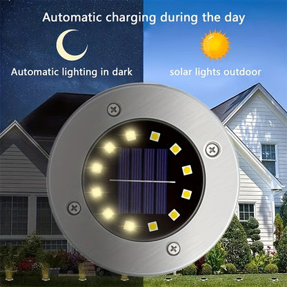 8 Luces De Disco De Jardín Solar Led Alimentadas, Lámpara Solar Led Para Decoración De Jardín Exterior