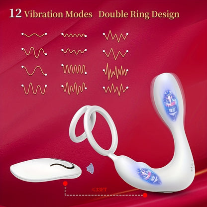Masajeador de Próstata con Vibración y Anillo de Pene para Hombres - Juguetes Sexuales Anales para Parejas