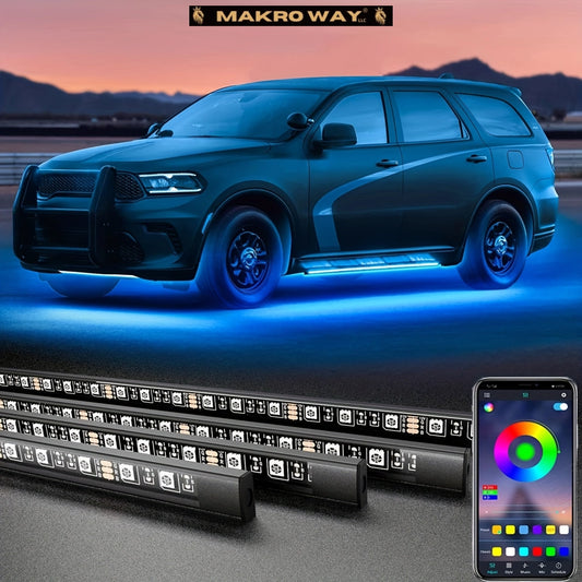 Upgrade Your Ride with 4-Piece RGB LED Light Bar for Cars - Waterproof, Music Sync, Easy Install - Limited Time Offer!