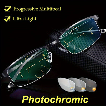 1pc Gafas Progresivas Multifocales Inteligentes Para Hombres Con Fotoquímica, Gafas Unisex TR90 Para Ordenador Con Zoom Automático