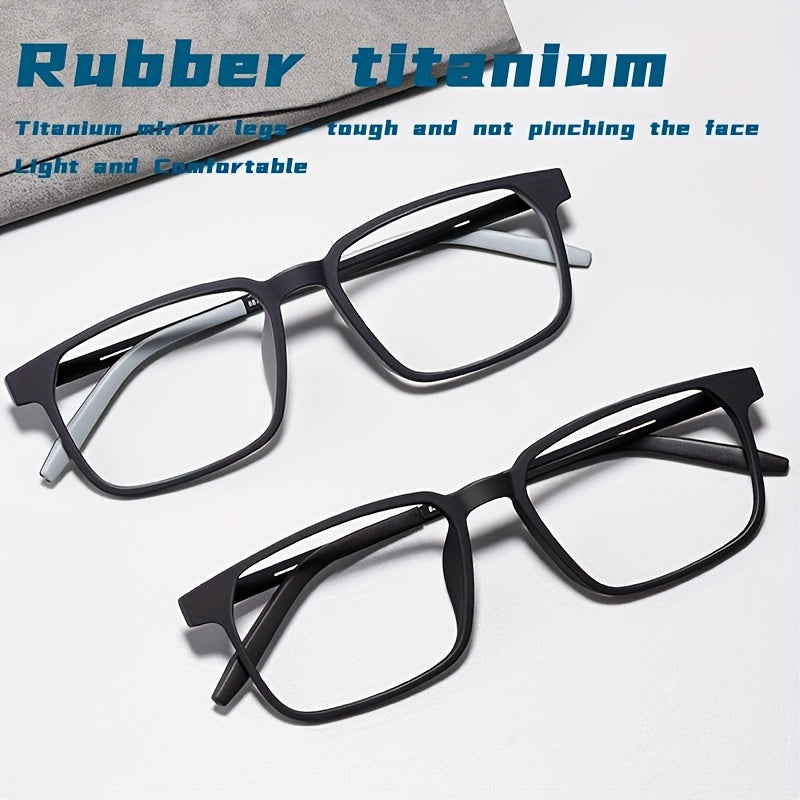 1pc Gafas De Marco Completo De Titanio De Goma Para Hombres, Marco De Gafas Cuadrado Ultraligero TR90