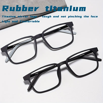 1pc Gafas De Marco Completo De Titanio De Goma Para Hombres, Marco De Gafas Cuadrado Ultraligero TR90