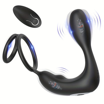 Masajeador de Próstata con Vibración y Anillo de Pene para Hombres - Juguetes Sexuales Anales para Parejas
