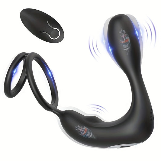 Masajeador de Próstata con Vibración y Anillo de Pene para Hombres - Juguetes Sexuales Anales para Parejas