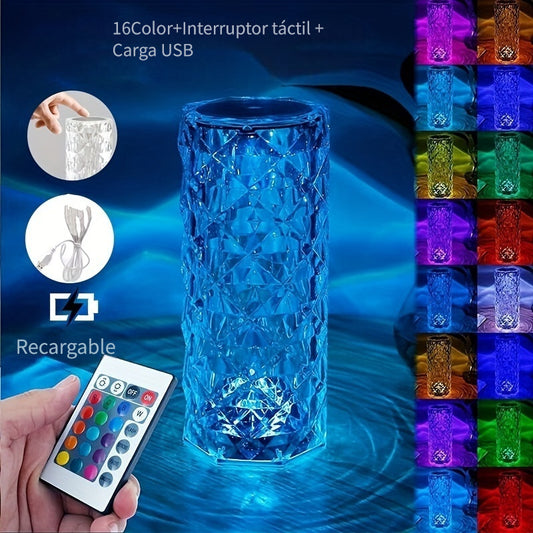 16 Colores Cambiantes RGB LED Rosa Lámpara Táctil - Perfecta Para Bar, Dormitorio, Regalo Para Amante - Control Remoto Y Táctil, Carga Y Alimentación USB
