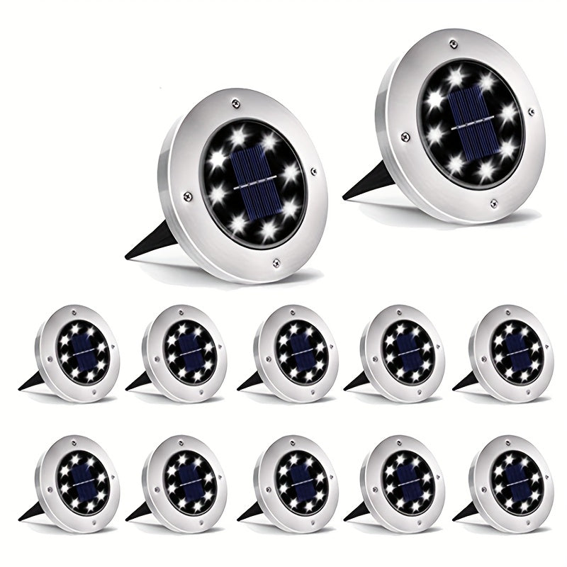8 Luces De Disco De Jardín Solar Led Alimentadas, Lámpara Solar Led Para Decoración De Jardín Exterior