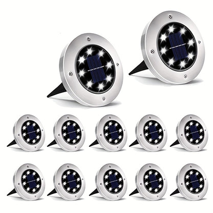 8 Luces De Disco De Jardín Solar Led Alimentadas, Lámpara Solar Led Para Decoración De Jardín Exterior