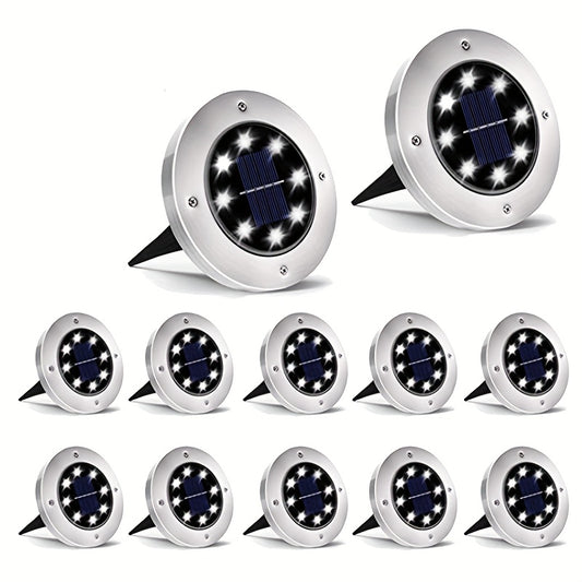 8 Luces De Disco De Jardín Solar Led Alimentadas, Lámpara Solar Led Para Decoración De Jardín Exterior