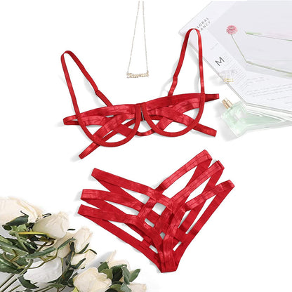 Underwear Bra Women Sexy Lingerie Set New Sexy Fashion Lace Lingerie Sleepwear Steel Ring Pajamas Garter String Femme Lencería