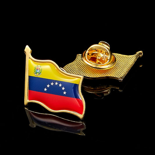 South America Venezuela Enamel Metal 3D Waving National Flag Country Lapel Pin Badge