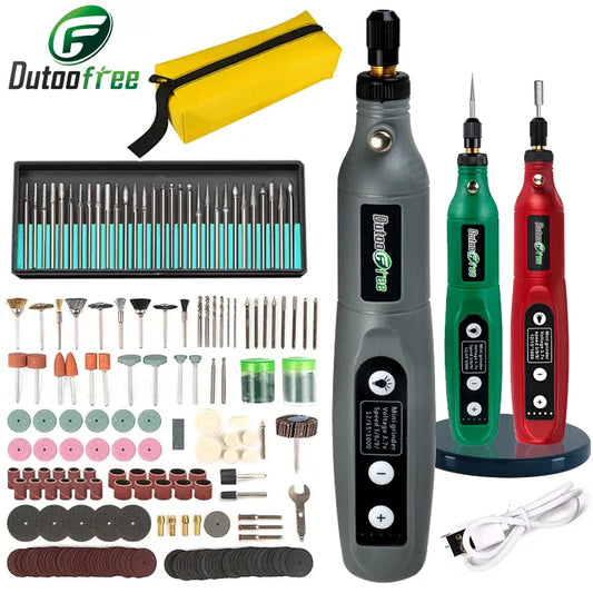 USB Mini Cordless Drill Pen Rechargeable Wireless Engraving Pen With LED Rotary Tool Dremel Electric Drill Grinding Accessories