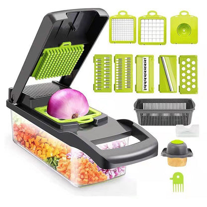 12 in 1 Multifunctional Vegetable Slicer Cutter Shredders Slicer With Basket Fruit Potato Chopper Carrot Grater