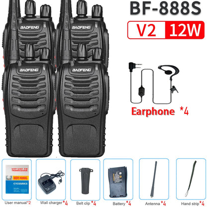 2023 Original 5/12W 2/4PCS Baofeng BF-888S Walkie Talkie UHF 400-470MHz BF 888S Cheap Two Way ham Radios Transceiver USB Plug