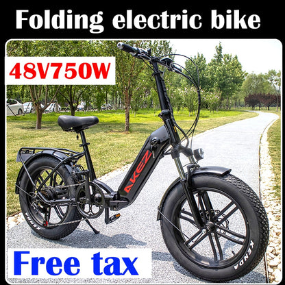 Folding electric bicycle 48V750W high-power electric bicycle women's electric bicycle motorcycle rough tire electric bicycle