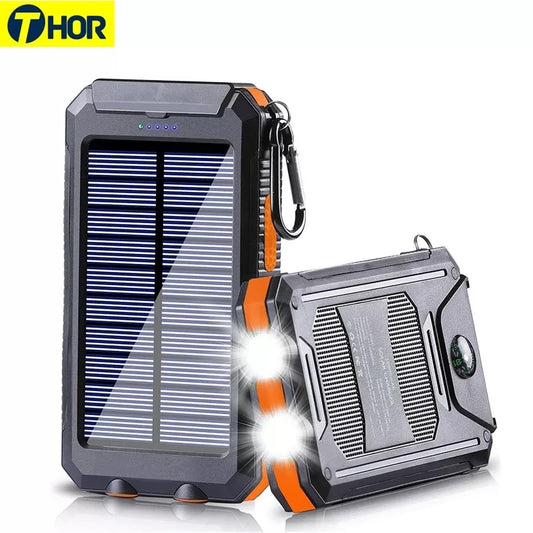 80000mAh portable solar battery pack charging Poverbank three proof external battery charger Strong LDE light, suitable for Xiao