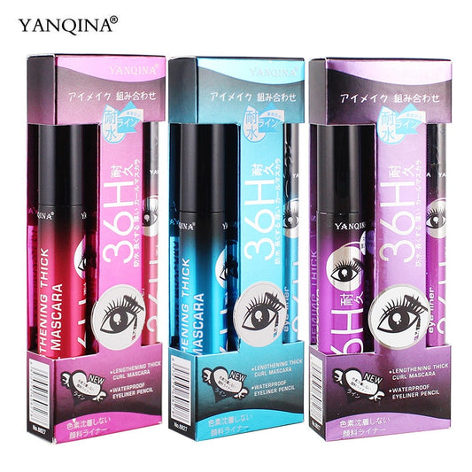 Makeup Set Black Mascara + Eyeliner Pen Maquiagem Waterproof 4D Fiber Mascaras Make up Kit Big Eyes Cosmetics Eye Liner Pencil