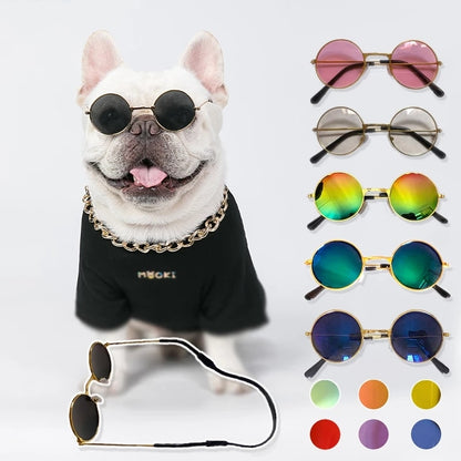 Lovely Vintage Round Cat Sunglasses Reflection Eye wear glasses For Small Dog Cat Pet Photos Pet Products Props Accessories