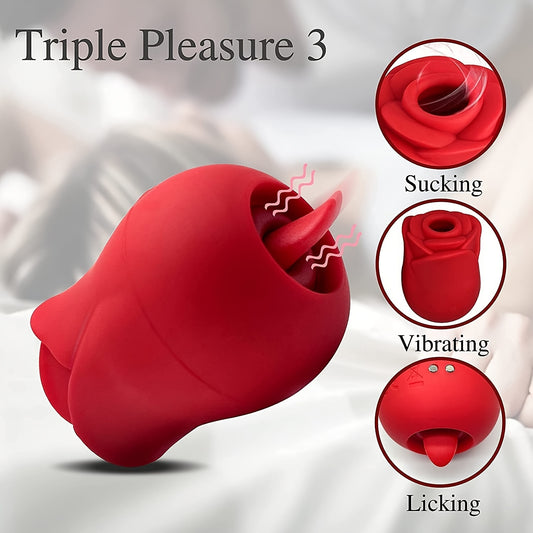 1pc Vibrador De Rosa Para Mujeres, Estimulador De Clítoris Y Pezones Con Lengua Chupadora Y Lamiendo Mini Vibrador Clitoriano, Masajeador De Lengua Vaginal, Juguetes Sexuales Para Adultos Para Mujeres Parejas